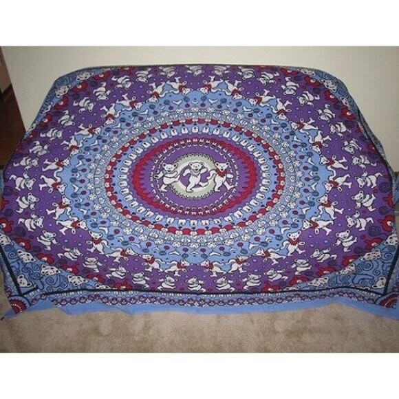 New Grateful Dead Dancing Bears Blue Purple Red Wall Hanging Tapestry 90X60 Gift - Picture 1 of 4